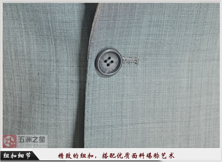 淺灰色單?？勰锌盥殬I(yè)工作服定做紐扣細(xì)節(jié)圖