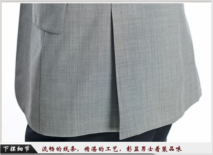 灰色平駁頭一?？勐殬I(yè)裝定制-職業(yè)裝下擺細(xì)節(jié)展示